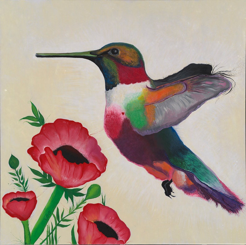 Diamond painting on canvas, Hummingbird canvas painting, Lit - Inspire  Uplift