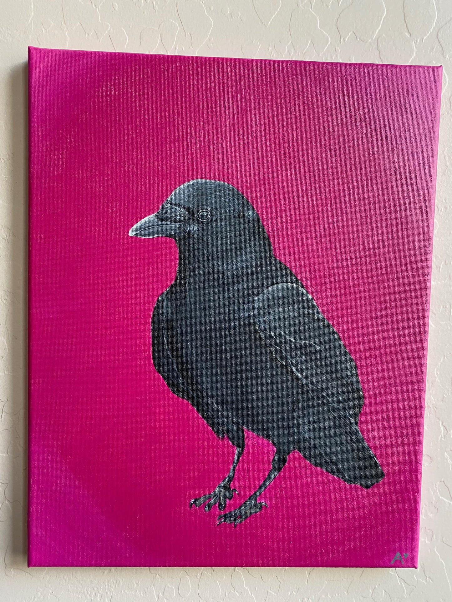 Crow of Wisdom Original Art Acrylic on Canvas 11" by 14"