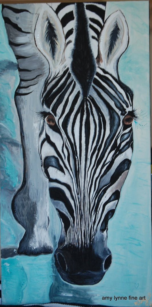 Zebra Love - Canvas Print Original Artwork by Amy Watt