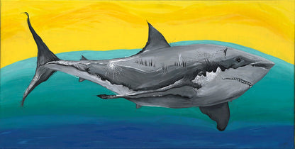 Great White Mrs. Shark - Canvas Print Original Artwork by Amy Watt