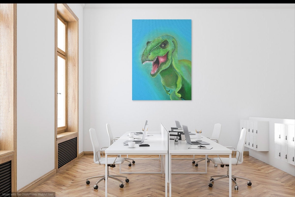 Tyrannosaurus Rex Jurassic Vibes - Canvas Print Original Artwork by Amy Watt