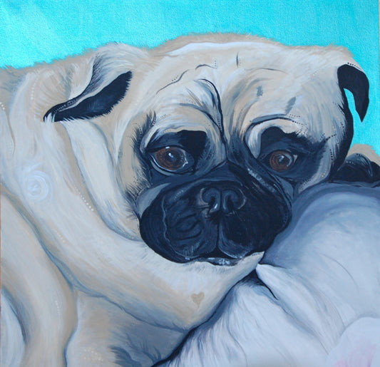 Pug Love - Canvas Print Original Artwork by Amy Watt