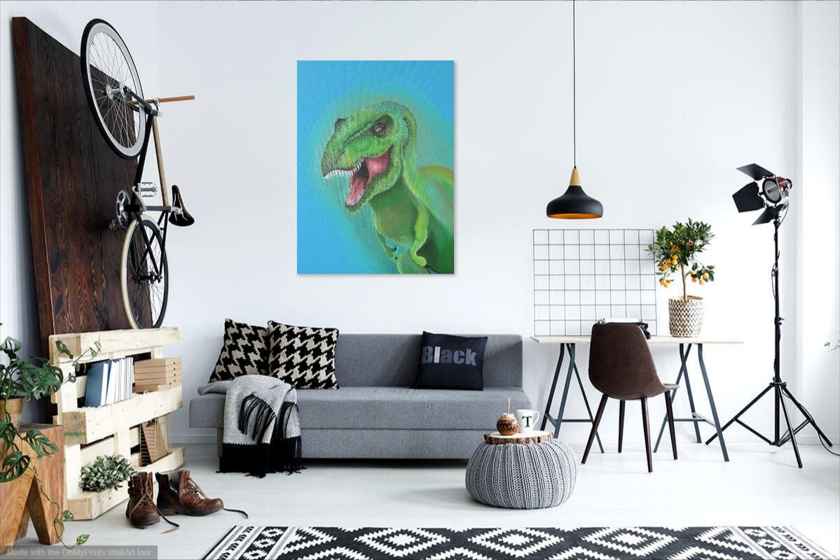 Tyrannosaurus Rex Jurassic Vibes - Canvas Print Original Artwork by Amy Watt