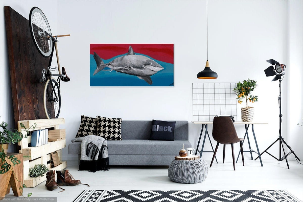 Mr. Shark - Canvas Print Original Artwork by Amy Watt