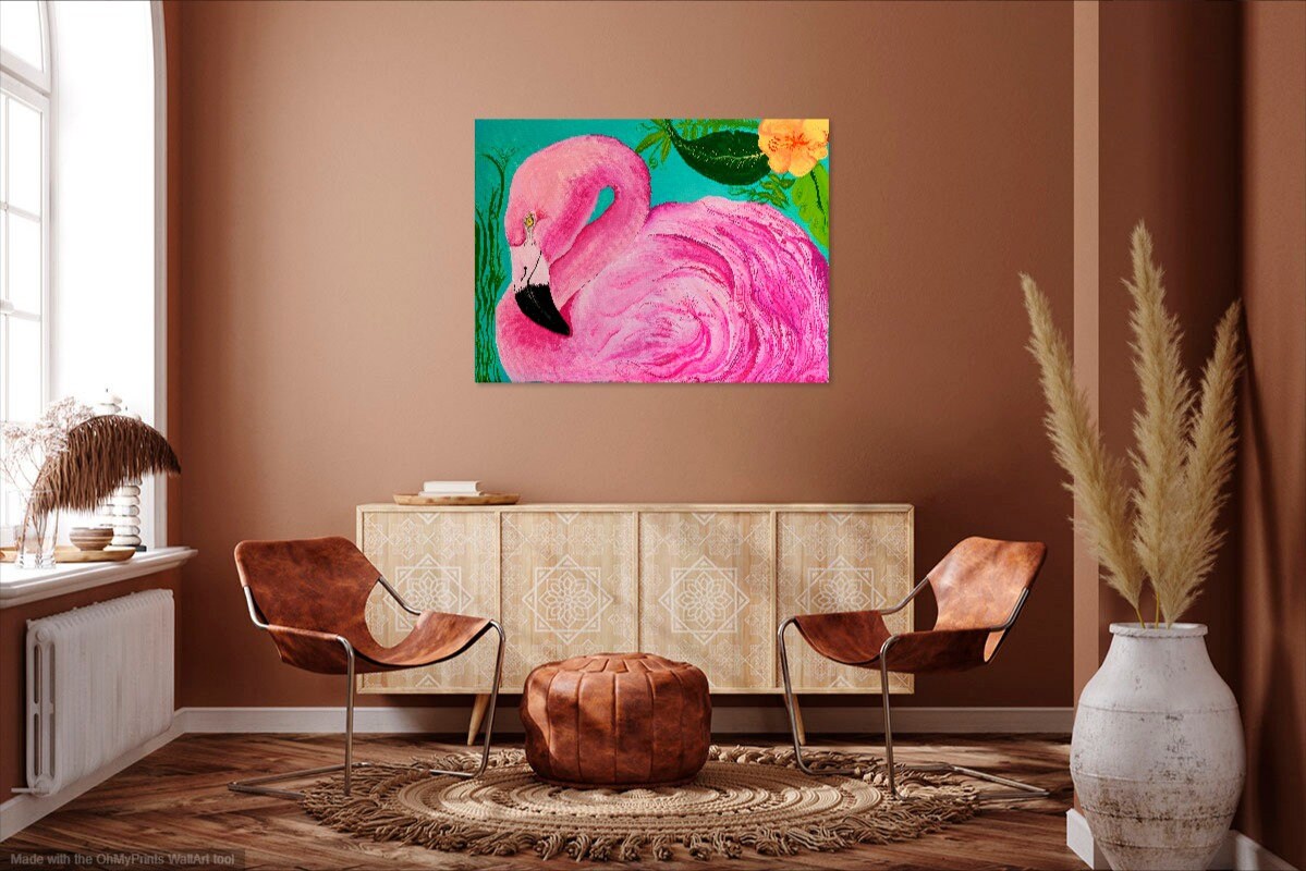 Flamingo Madness - Canvas Print Original Artwork by Amy Watt