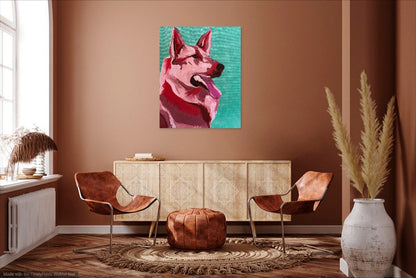 German Shepherd Love - Canvas Print Original Artwork by Amy Watt