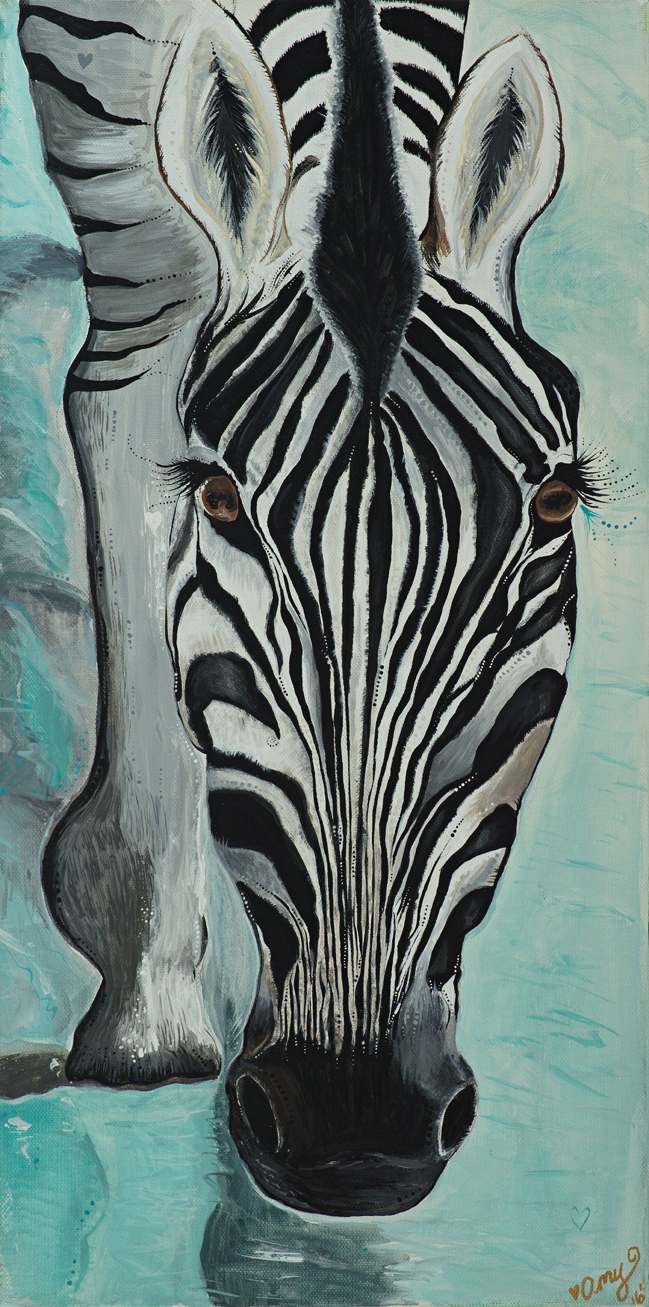 Zebra Love - Canvas Print Original Artwork by Amy Watt