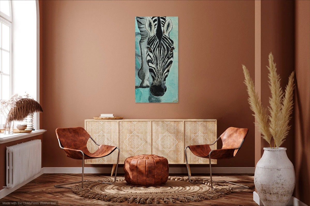 Zebra Love - Canvas Print Original Artwork by Amy Watt