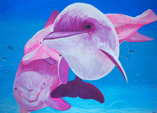 Vicky's Dolphins Original Art by Amy Watt Canvas Print