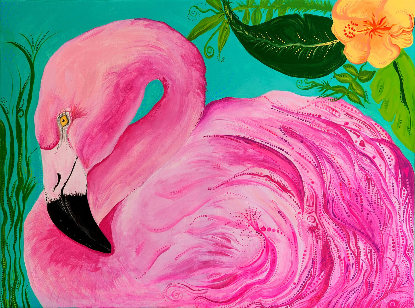 Flamingo Madness - Canvas Print Original Artwork by Amy Watt