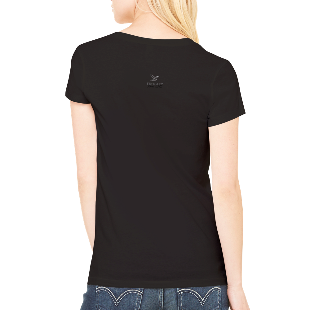 Raven on Stone - Premium Womens V-Neck T-shirt