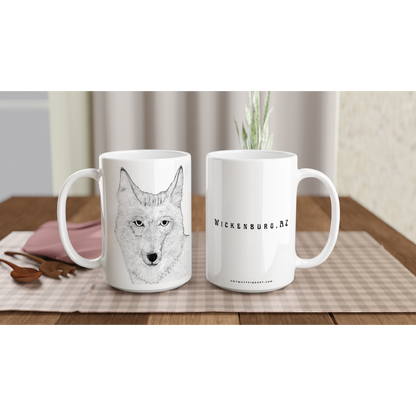 Wickenburg, AZ Coyote Mug - White 15oz Ceramic Mug