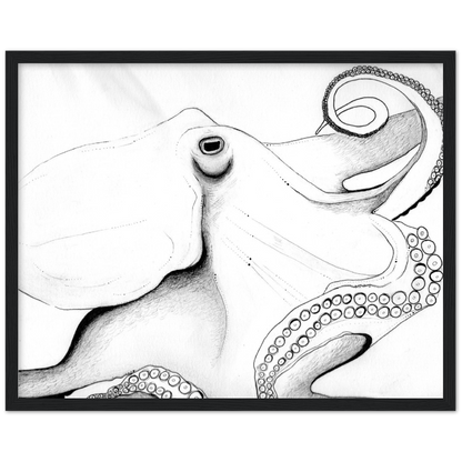 Octopus Drawing Classic Matte Paper Wooden Framed Poster