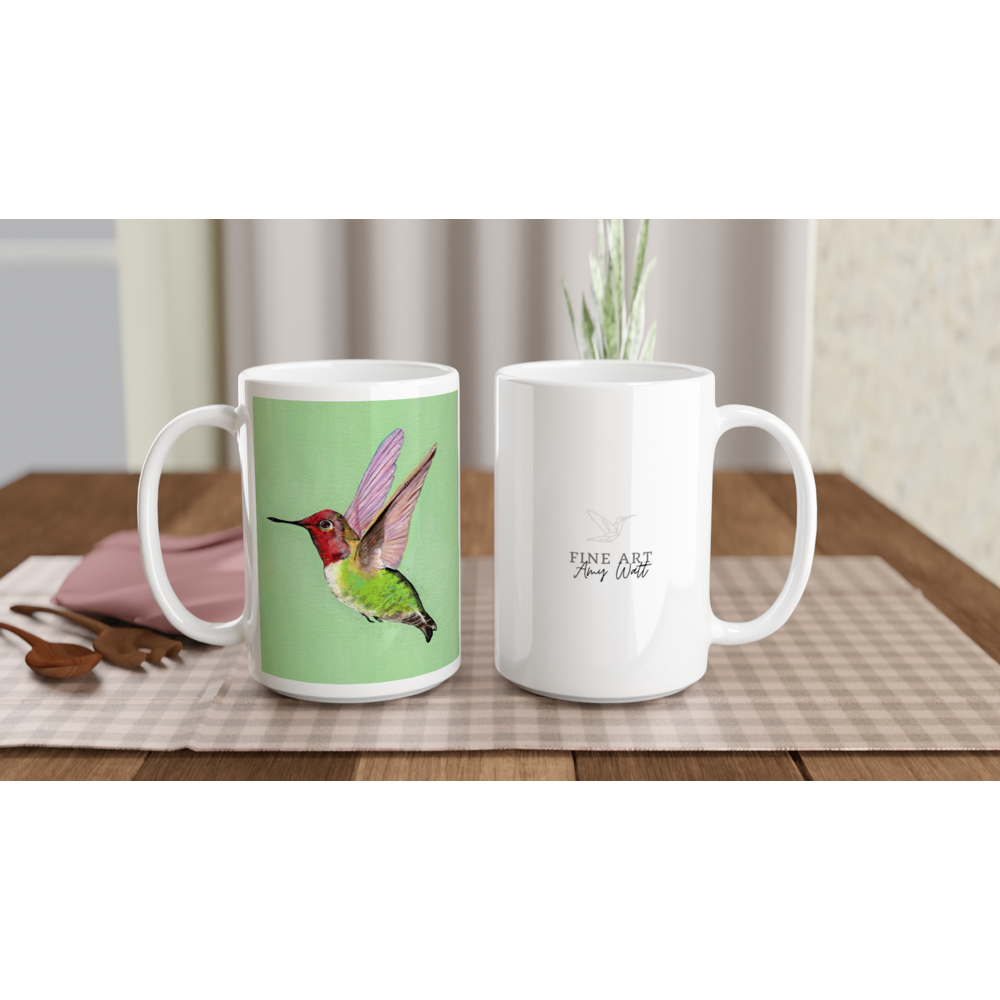 Stunning Hummingbird Mug - White 15oz Ceramic Mug