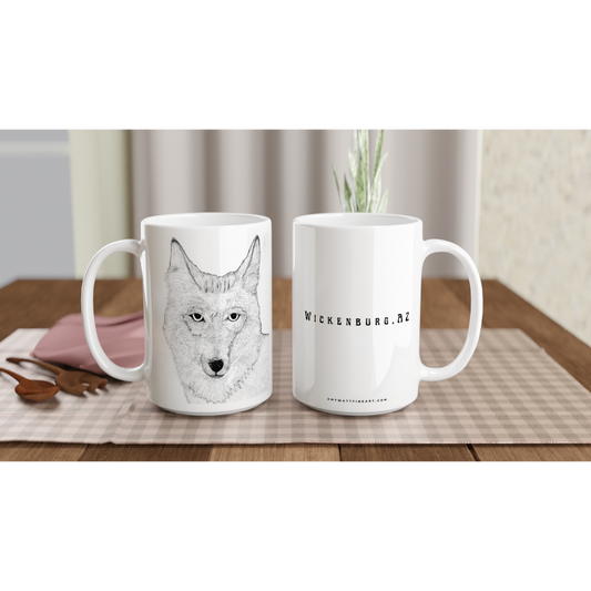 Wickenburg, AZ Coyote Mug - White 15oz Ceramic Mug