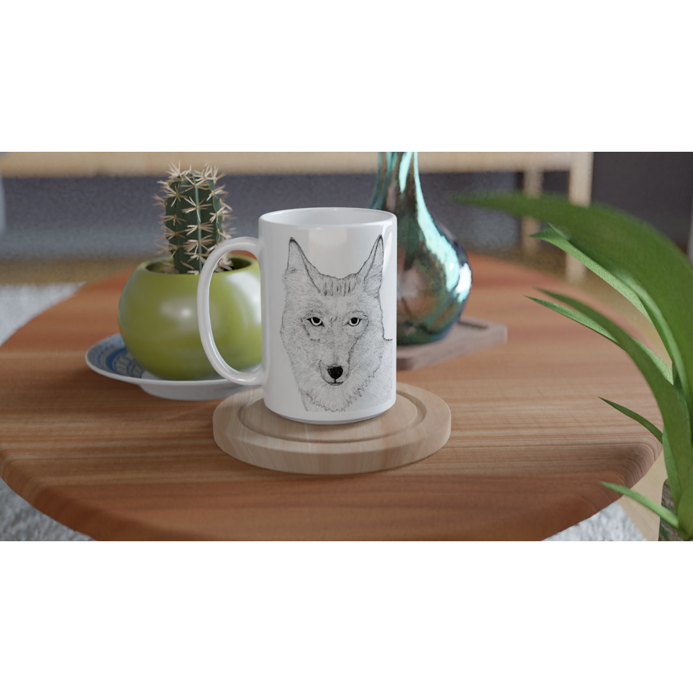 Wickenburg, AZ Coyote Mug - White 15oz Ceramic Mug