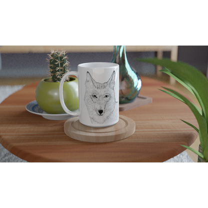 Wickenburg, AZ Coyote Mug - White 15oz Ceramic Mug