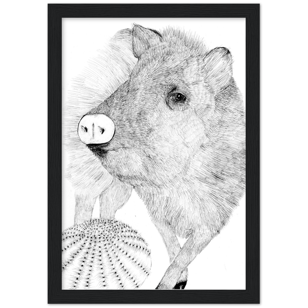 Arizona Javelina - Classic Matte Paper Wooden Framed Poster Print