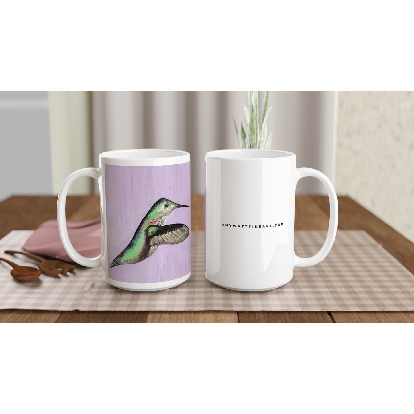 Hummingbird Mug - White 15oz Ceramic Mug